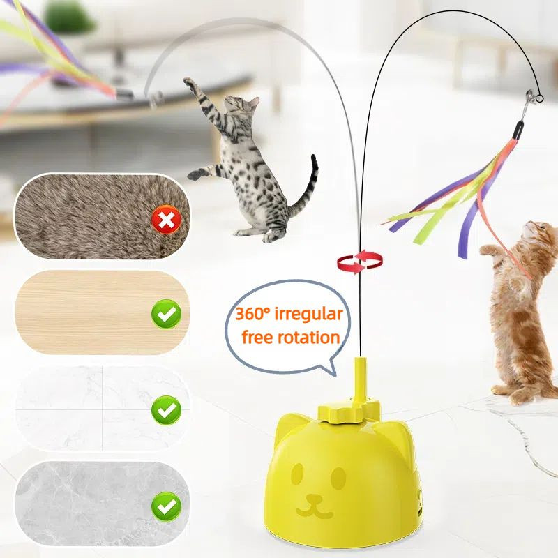 OK011A-Sucker boom cat toy with bird wand
